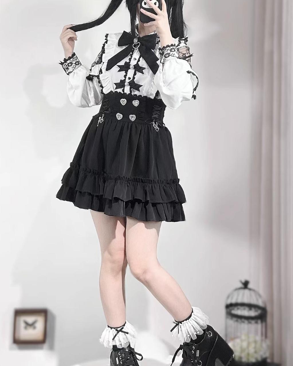 Heart Rhinestone Flounce Mini Skirt, view 3