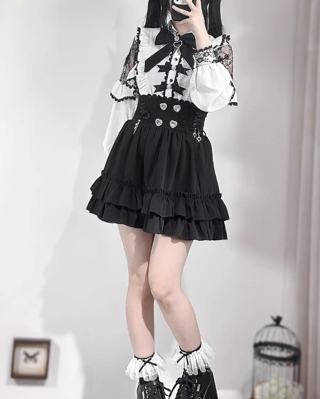 Heart Rhinestone Flounce Mini Skirt, view 5