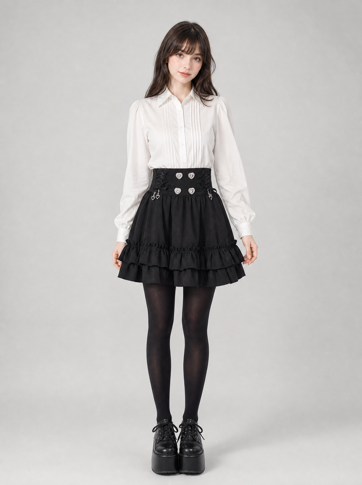 Heart Rhinestone Flounce Mini Skirt, main photo