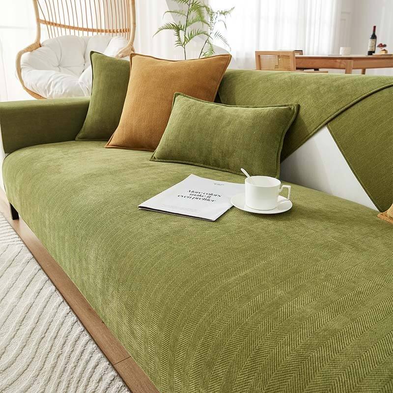Chenille Couch Cover in green