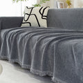 Tassel Couch Cover Throw in grey