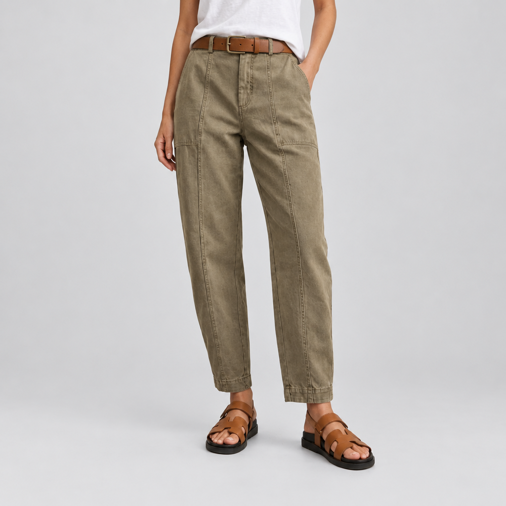Tailored Utility Pants, product photo on a light grey background