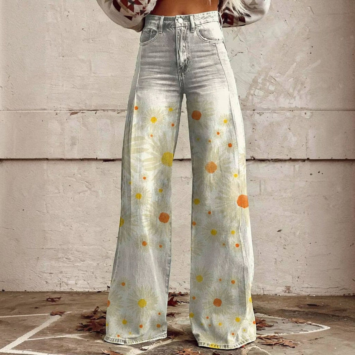 Floral Bell Bottom Pants in style d