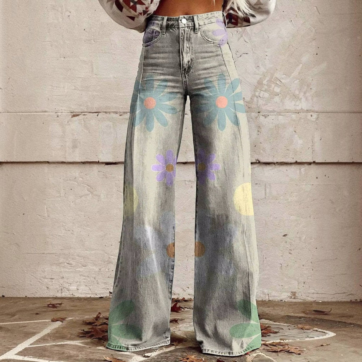 Floral Bell Bottom Pants in style f
