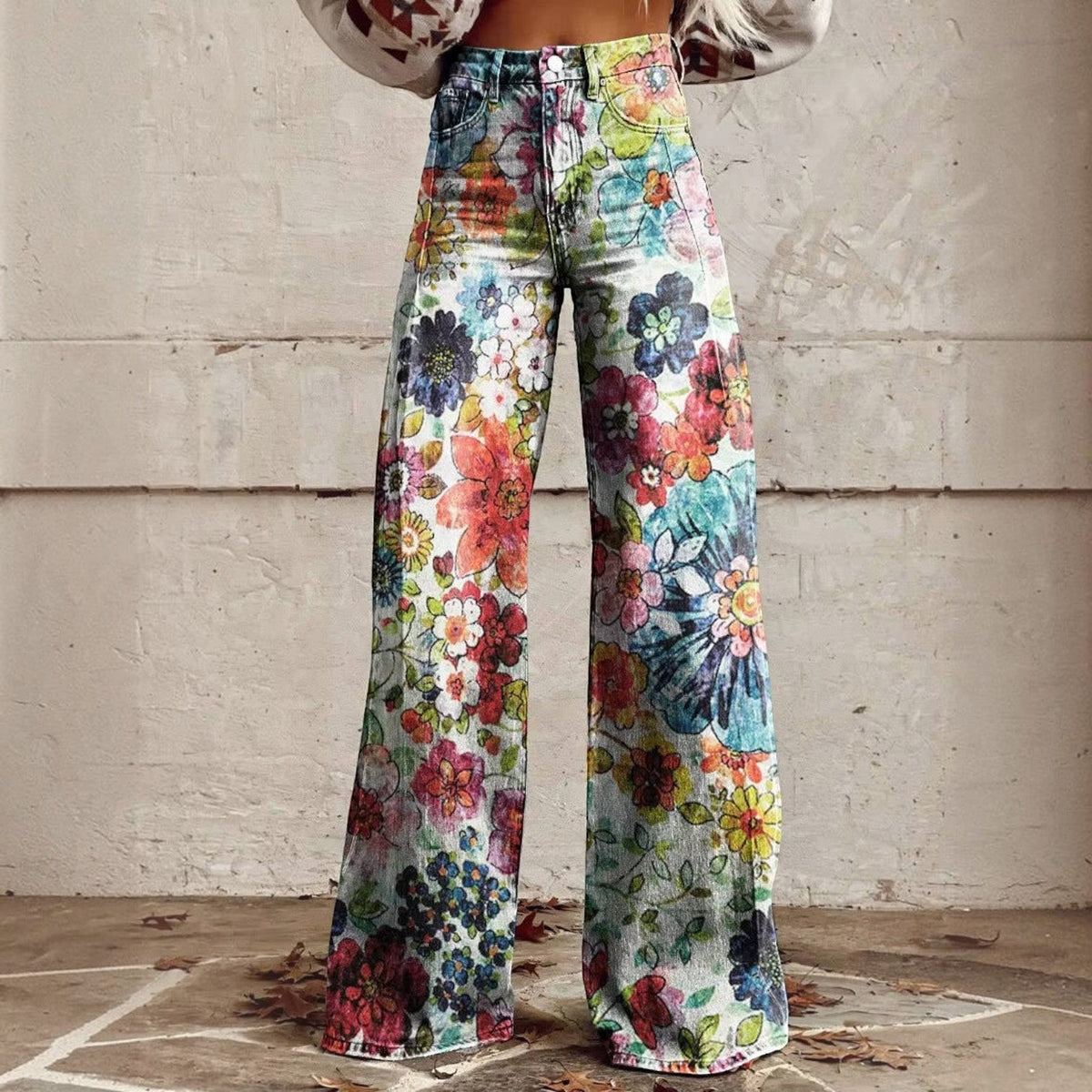 Floral Bell Bottom Pants in style k