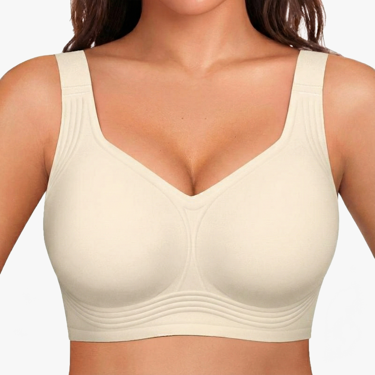 Jelly Strip Wireless Bra in beige