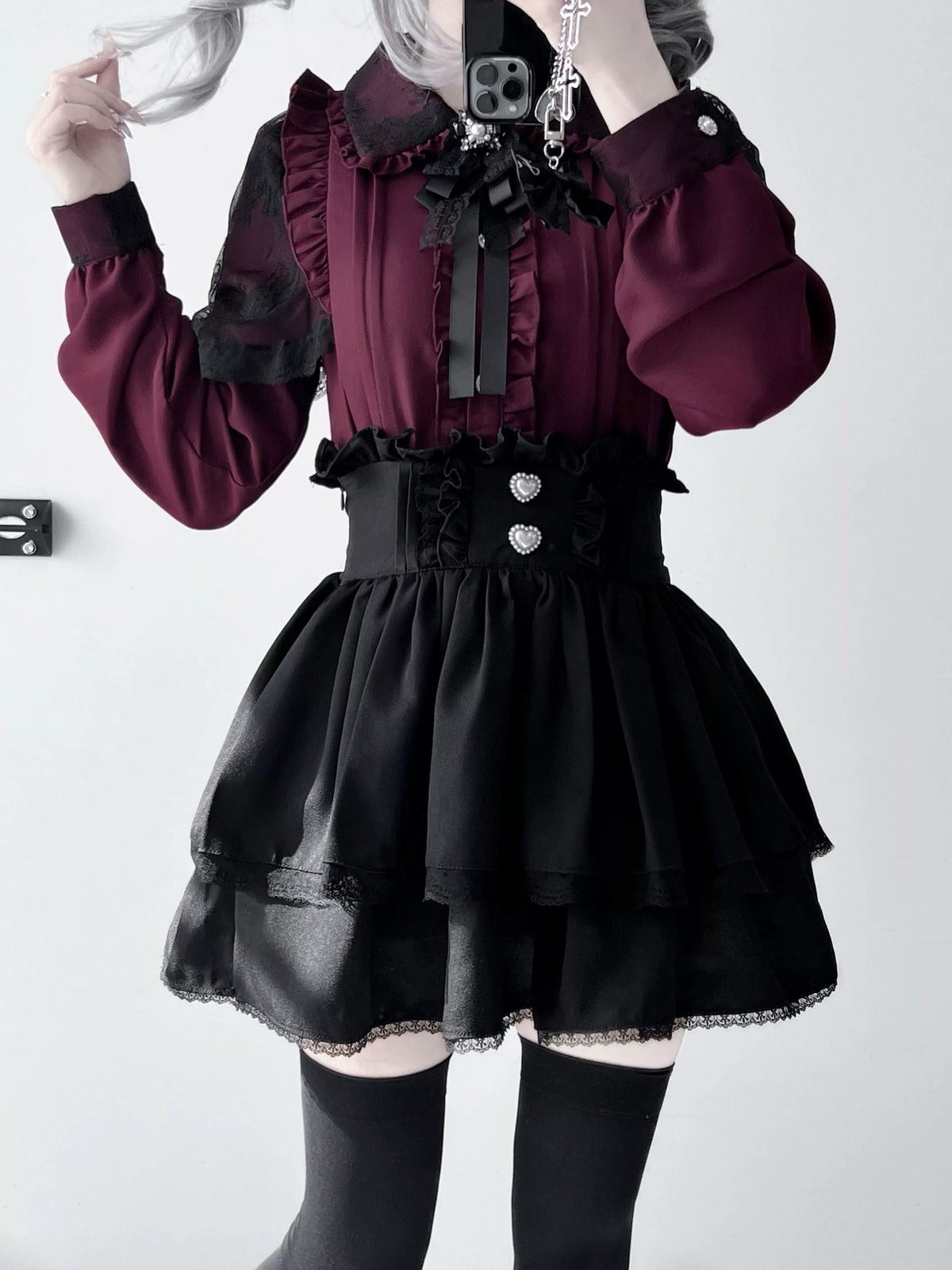 Lace Blouse and Ruffle Skirt Set, view 1
