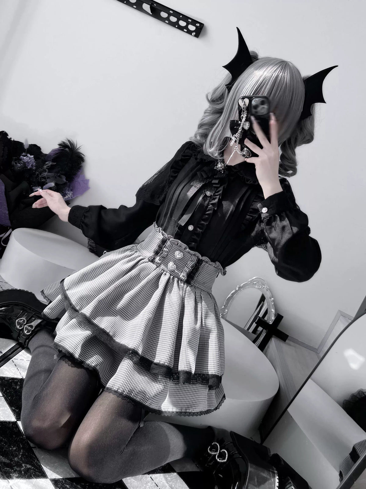 Lace Blouse and Ruffle Skirt Set, view 2