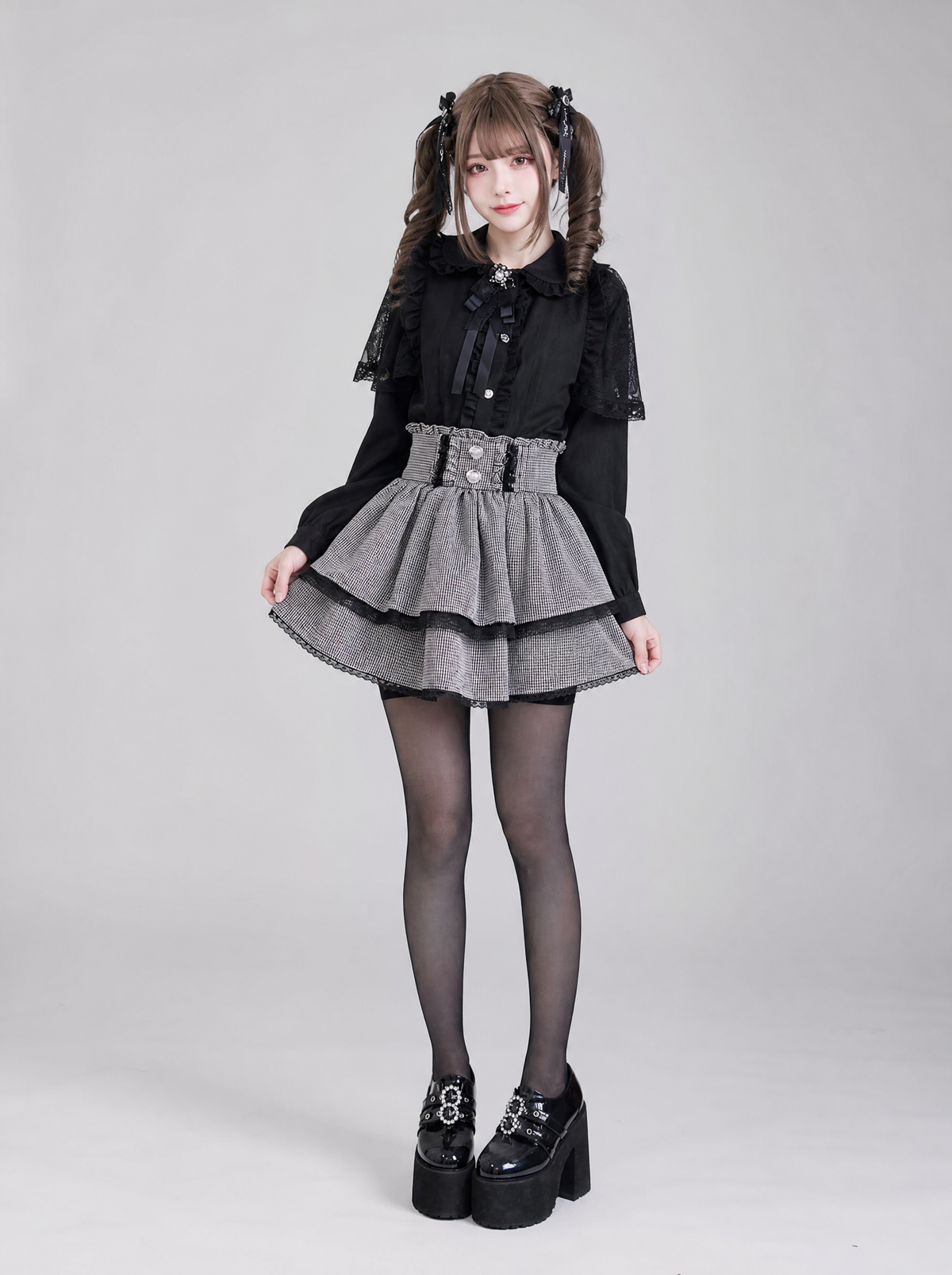 Lace Blouse and Ruffle Skirt Set, main photo
