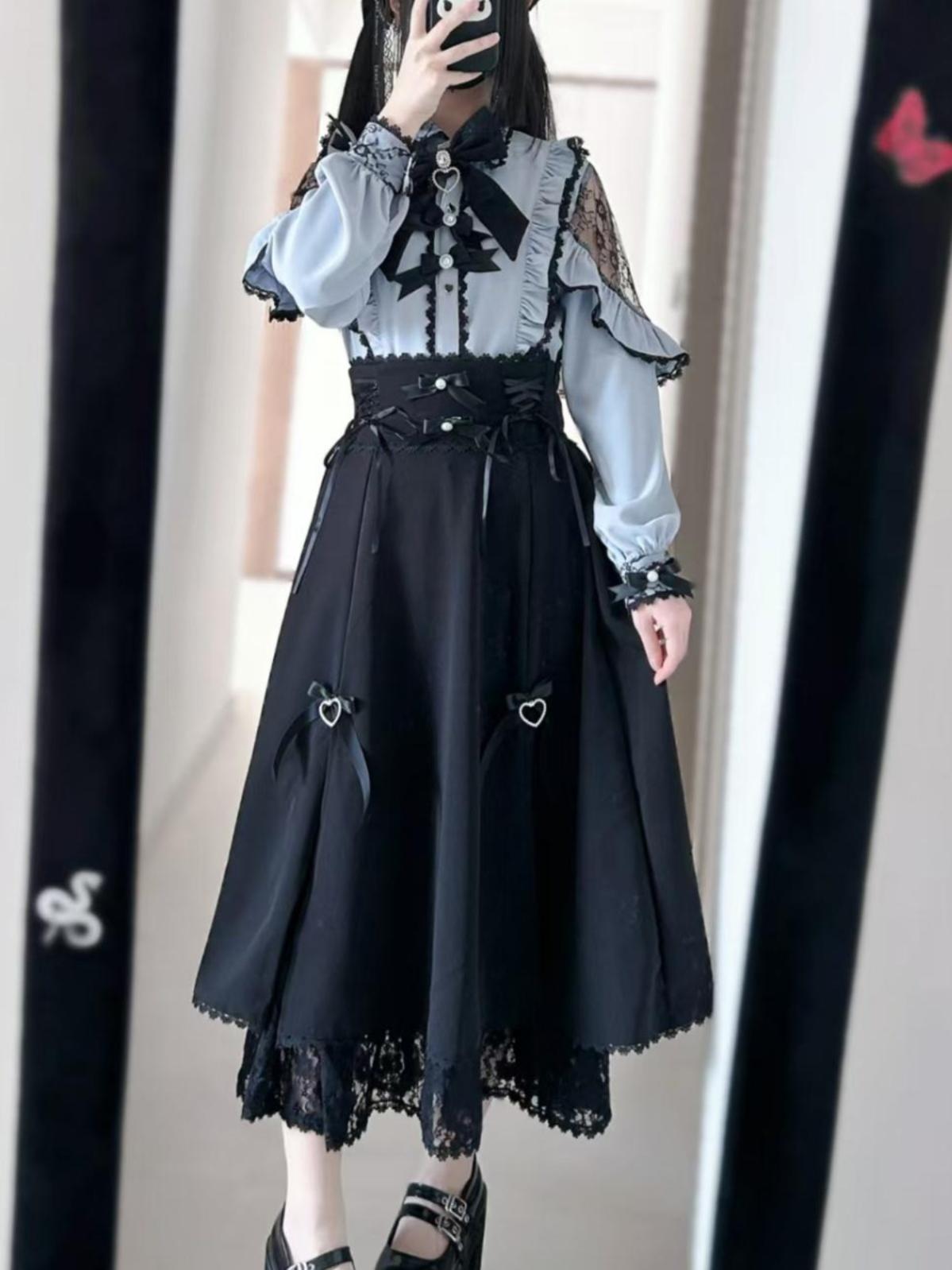 Lace Cut Out Shoulder Bow Blouse, view 5