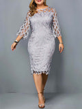 Lace Panel Midi Sheath Dress, view 1