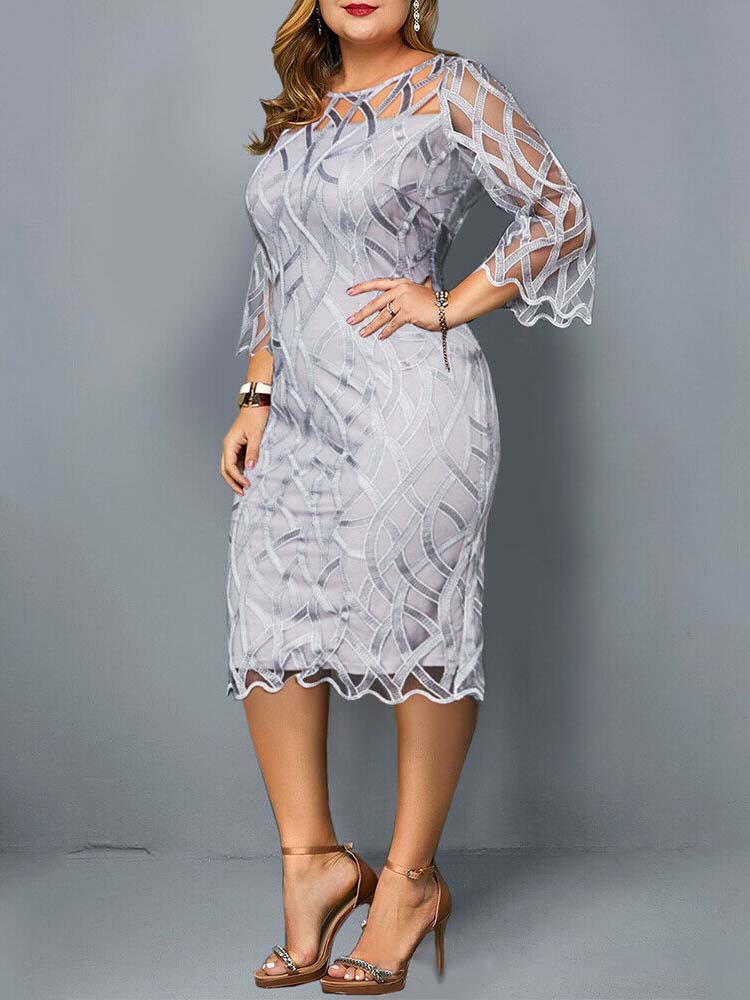 Lace Panel Midi Sheath Dress, view 2