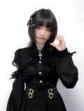 Lace Shoulder Polka Dot Bow Blouse, view 2