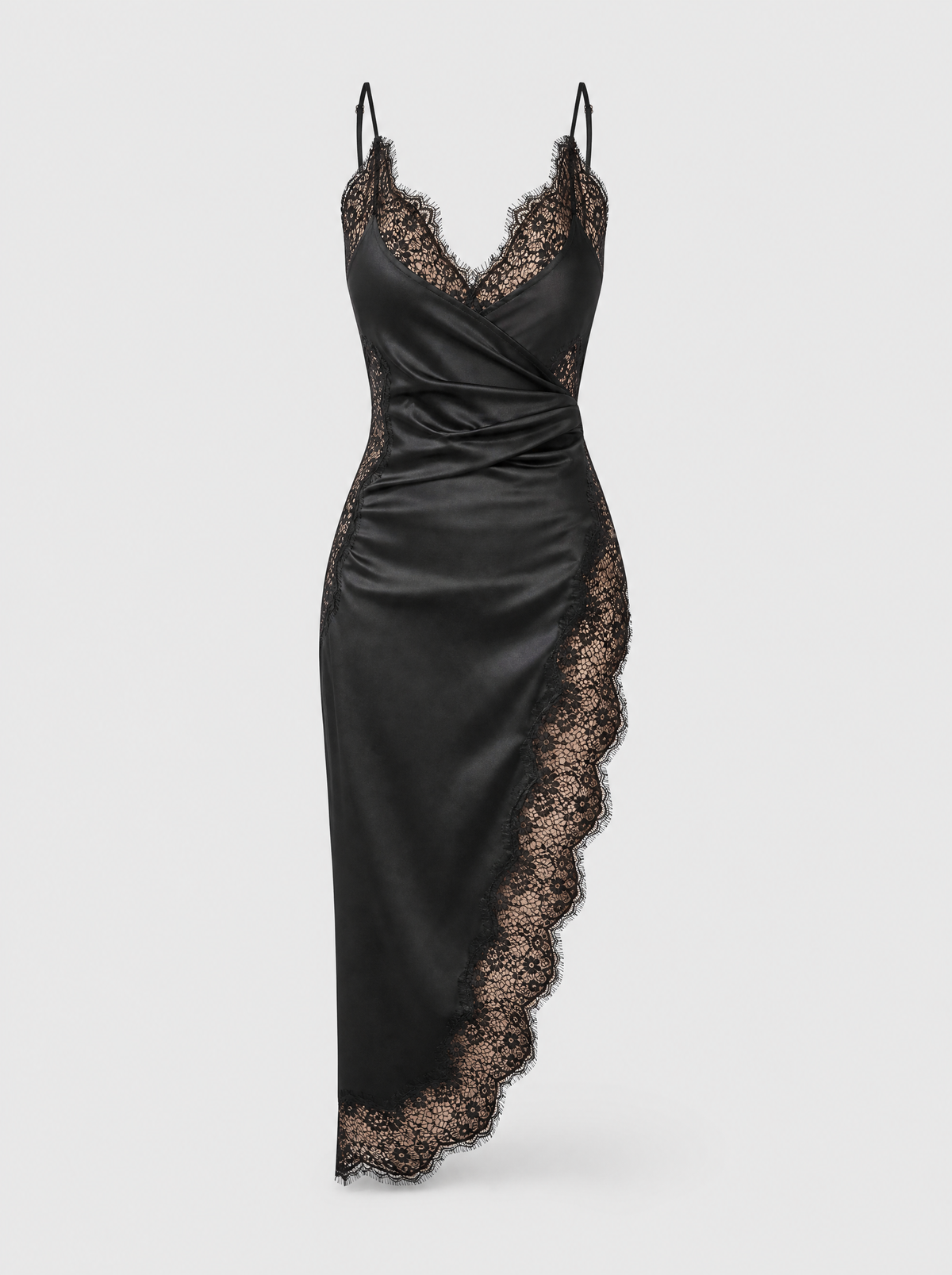 Lace Trim Satin Midi Slip Dress, main photo