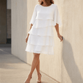 Tiered Ruffle Dress in white