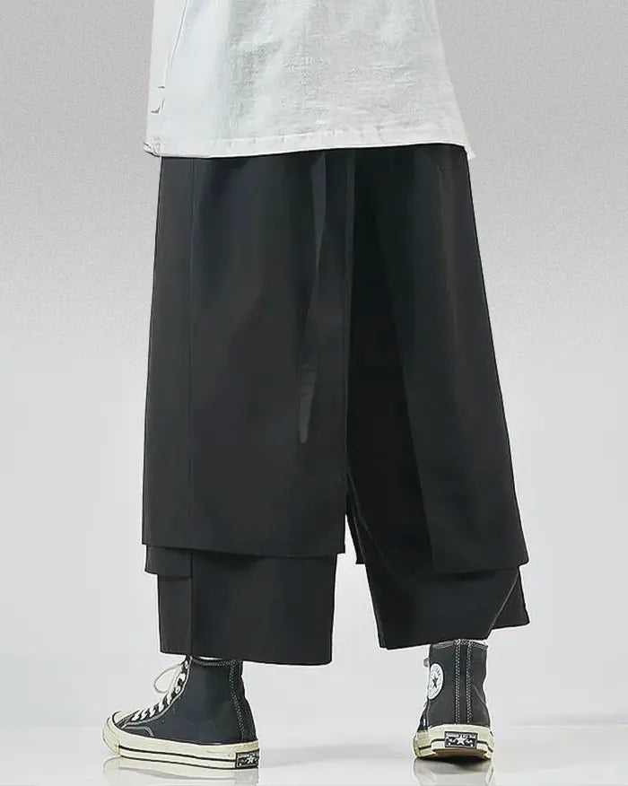 Layered Wrap Hakama Pants, view 1