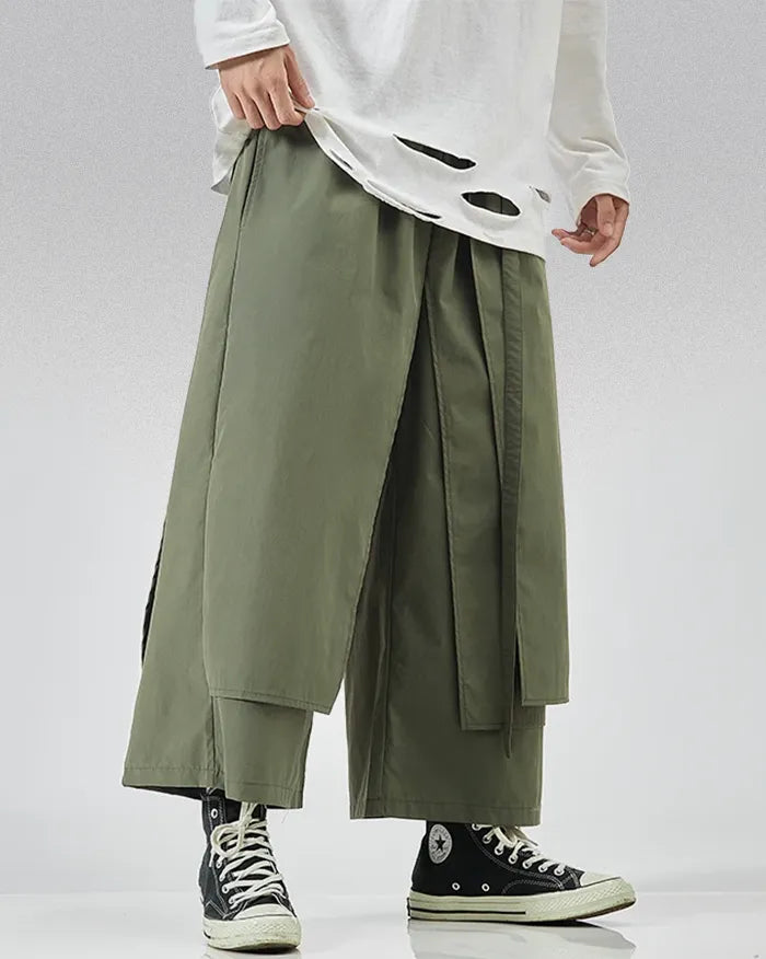 Layered Wrap Hakama Pants, view 3