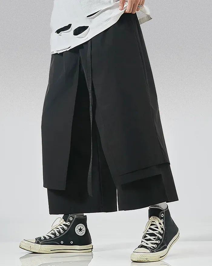 Layered Wrap Hakama Pants, view 4