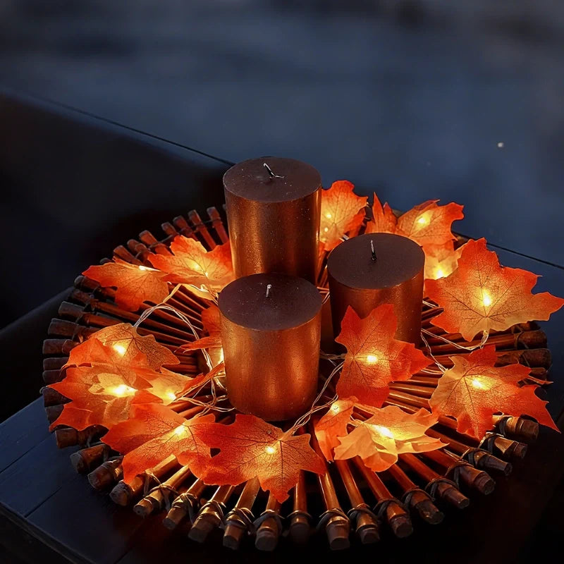 Leaf Garland with Lights, view 18