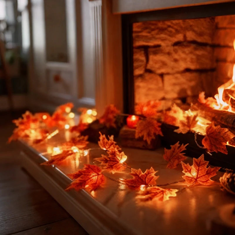 Leaf Garland with Lights, view 21