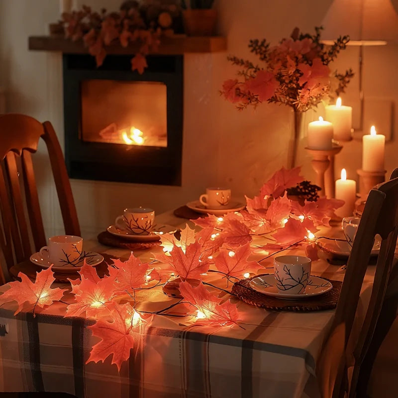 Leaf Garland with Lights, view 7