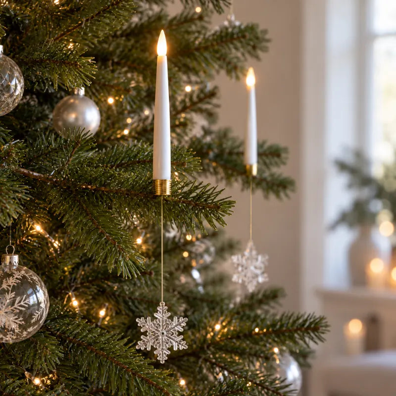 LED Christmas Tree Taper Candles, Snowflake