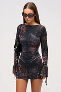 Leopard Gradient Long Sleeve Mini Dress, view 1