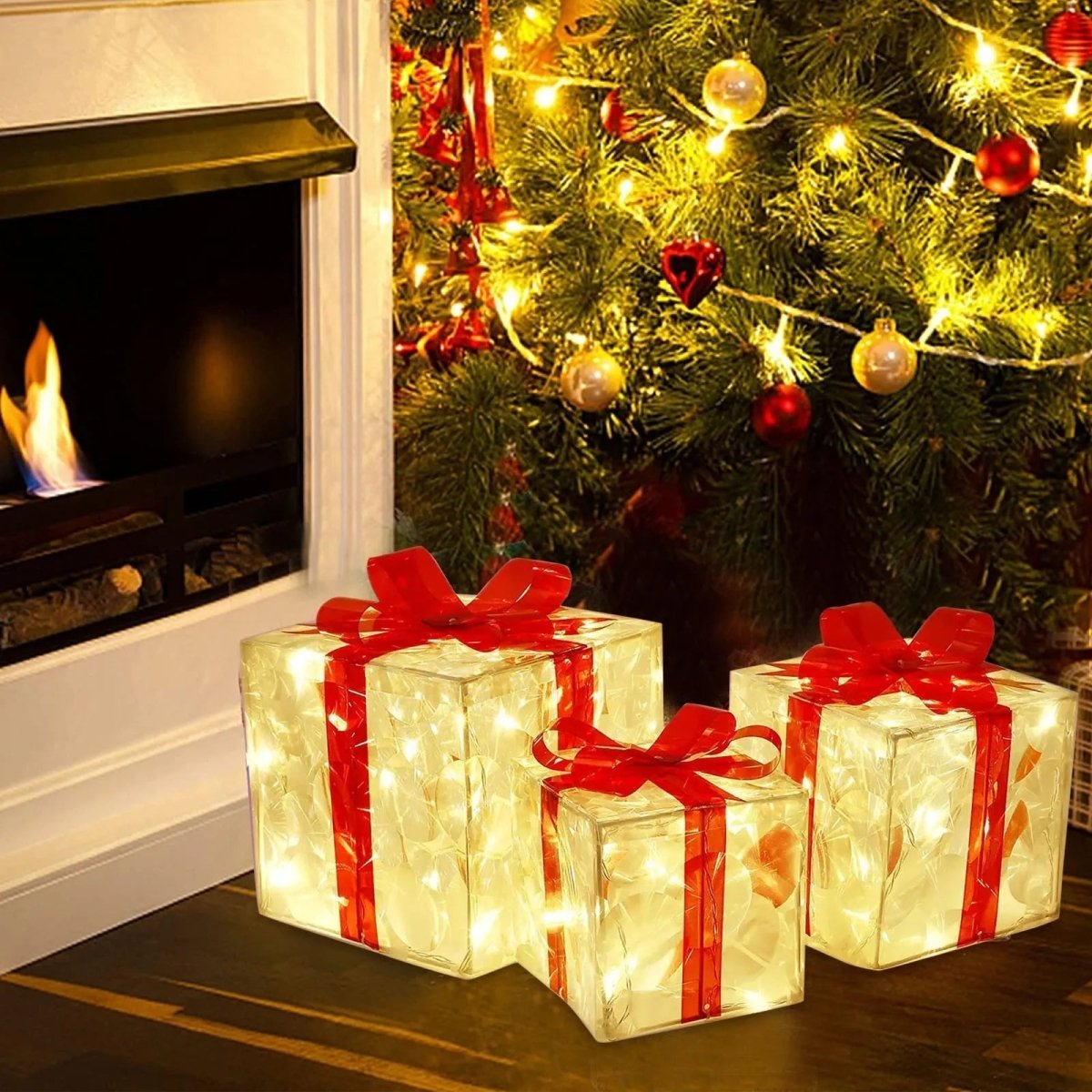 Lighted Christmas Gift Box, view 2