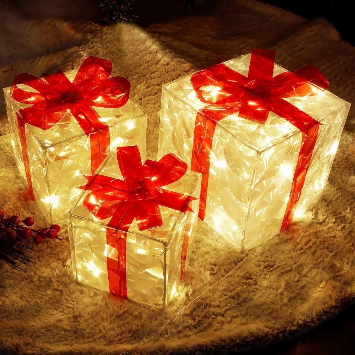 Lighted Christmas Gift Box, view 3
