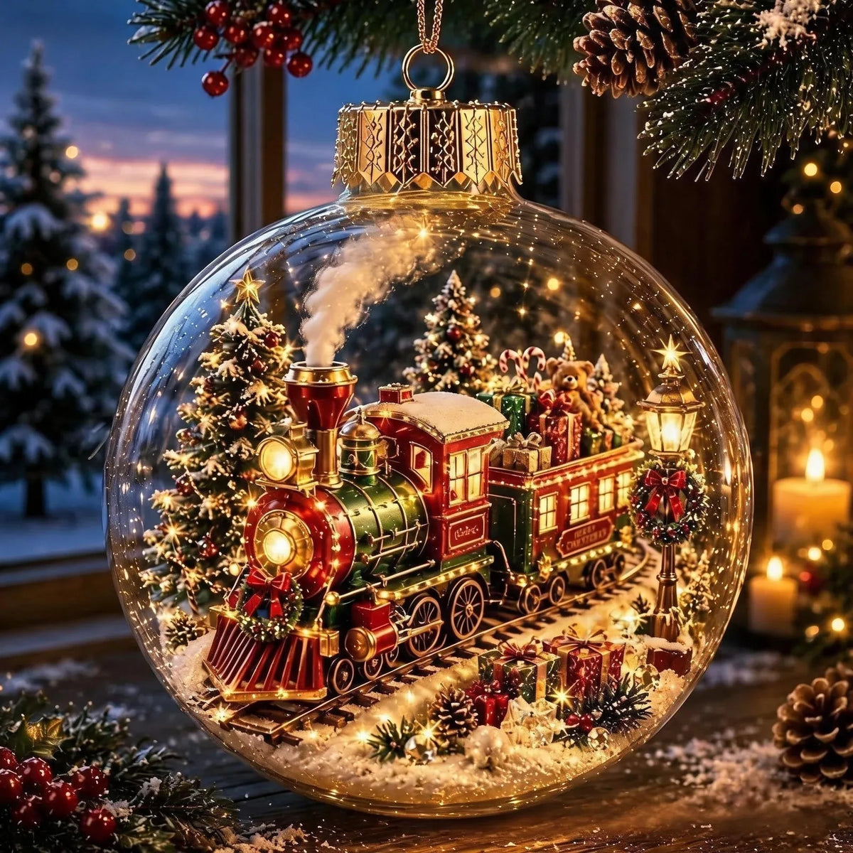 Lighted Christmas Scene Ornament, view 5