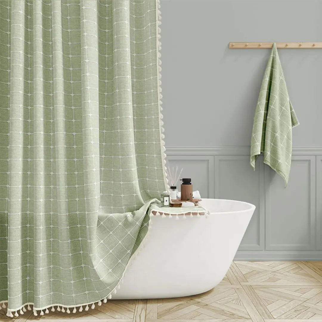 Linen Look Tassel Shower Curtain, view 6