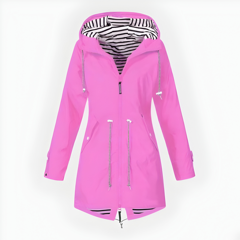 Long Hooded Rain Jacket, view 1
