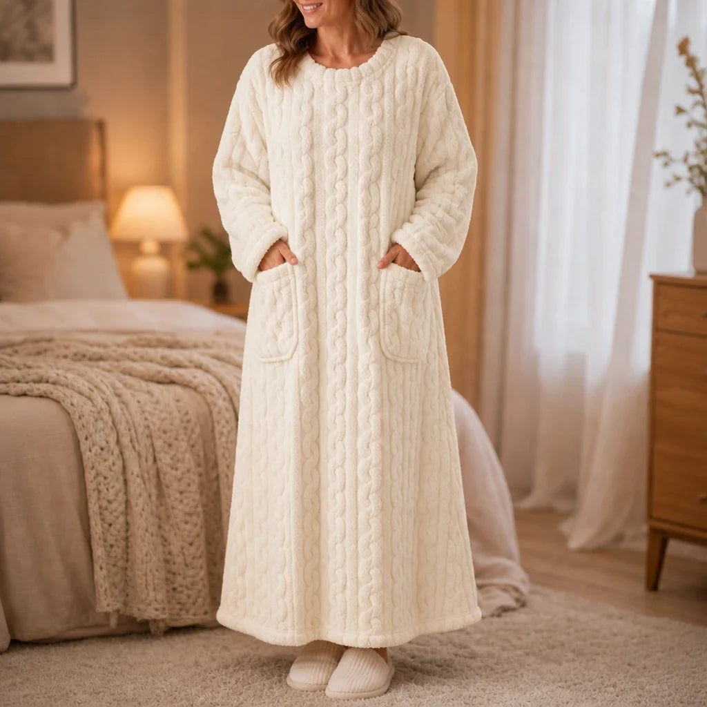 Long Plush Nightgown with Pockets, view 19