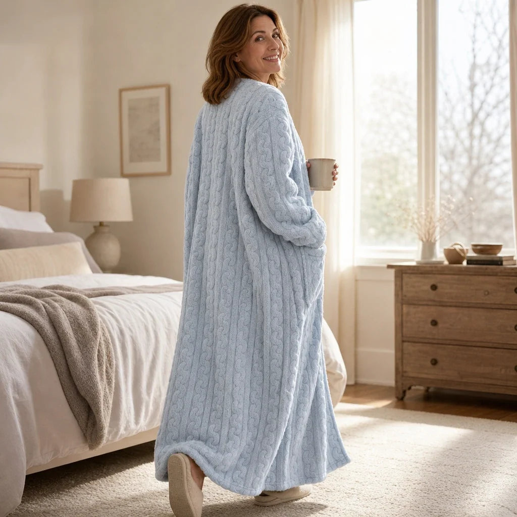 Long Plush Nightgown with Pockets, view 6