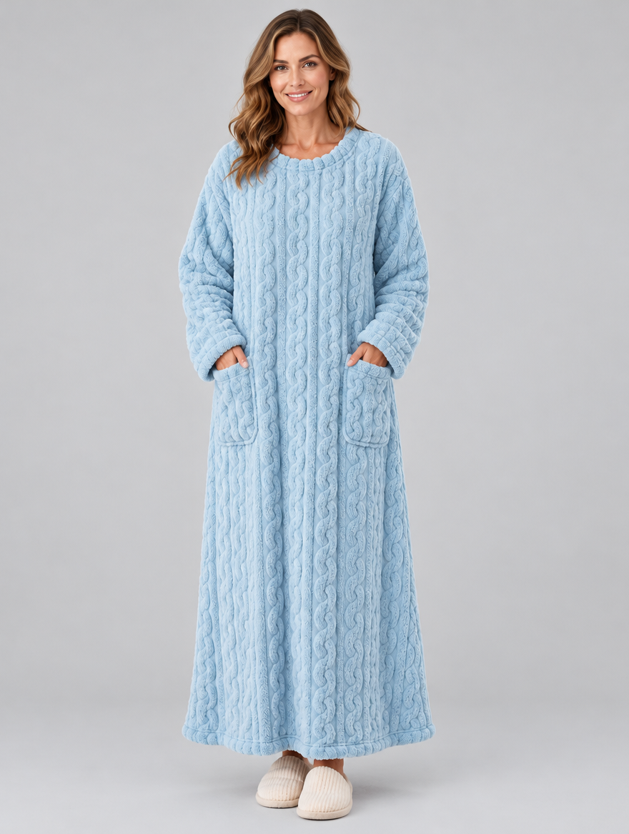 Long Plush Nightgown with Pockets product photo