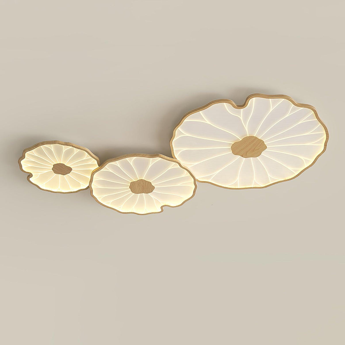 Lotus Leaf Wood Grain Ceiling Lamp, view 9