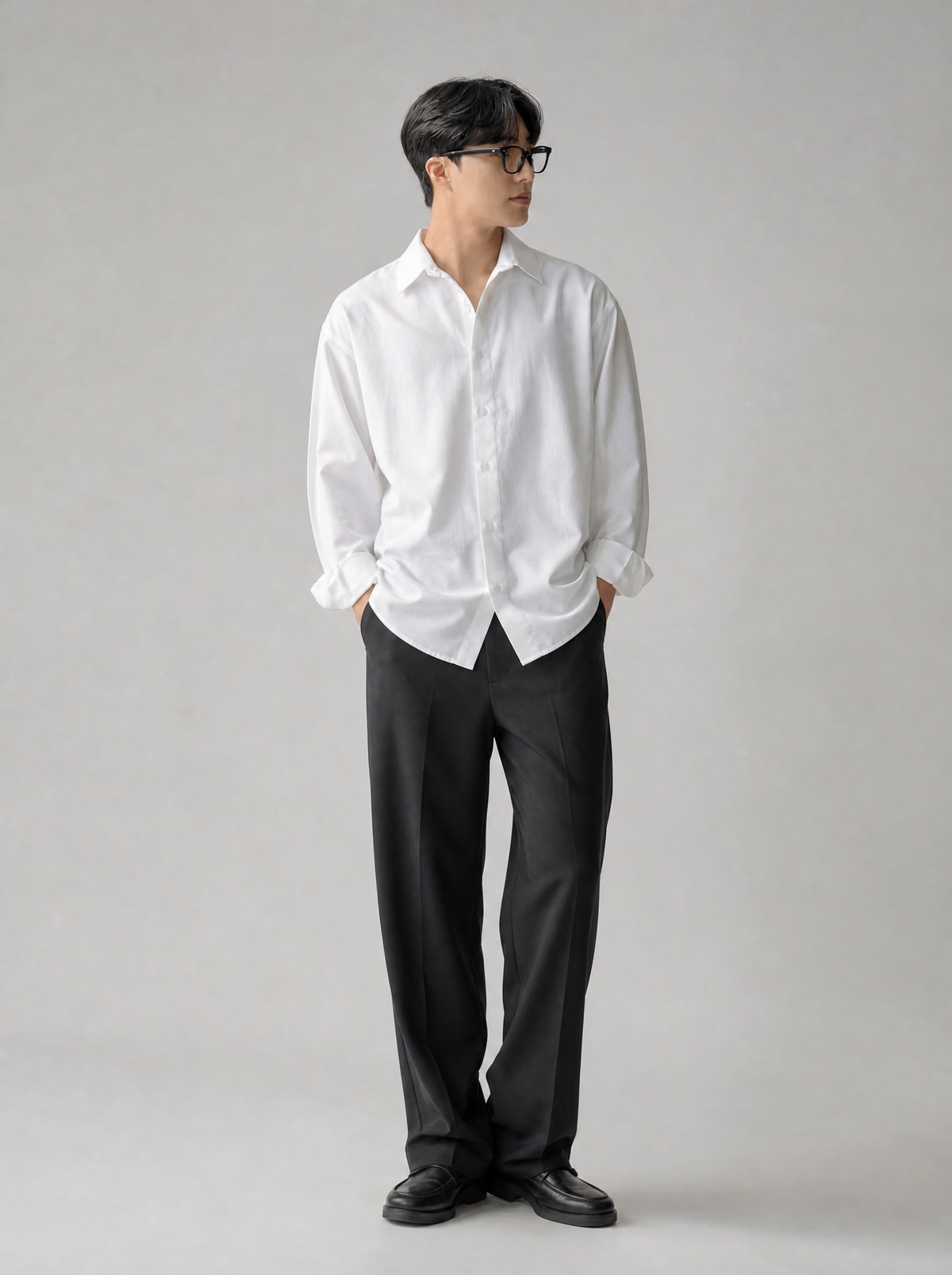 Men's Loose Fit Button Up Shirt, main photo