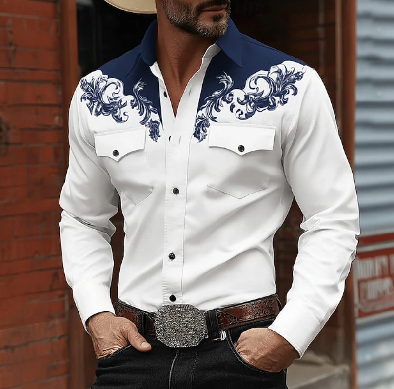 Men's Western Embroidered Shirt, view 2