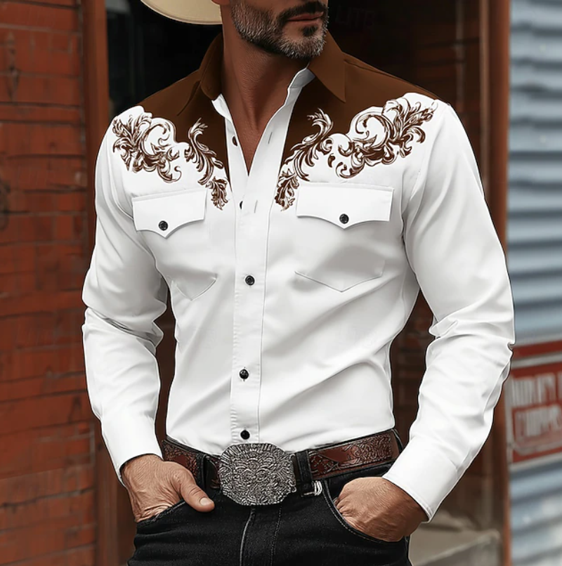 Men's Western Embroidered Shirt, view 3