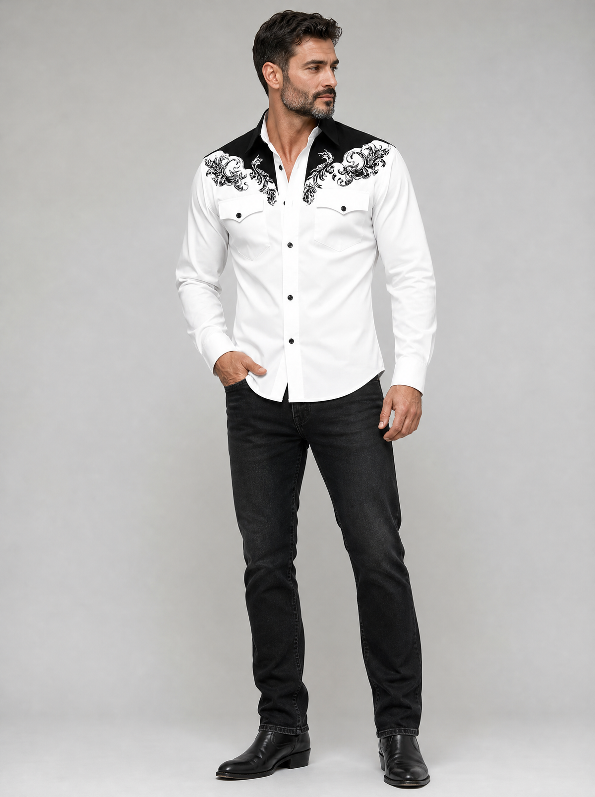 Men's Western Embroidered Shirt, main photo