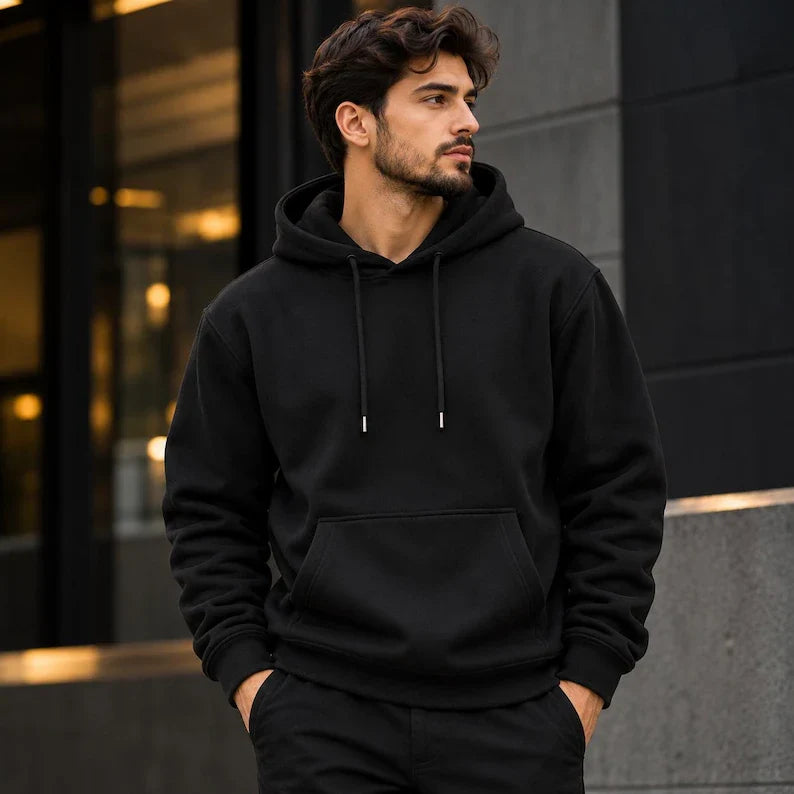 Heavyweight Fleece Hoodie in black
