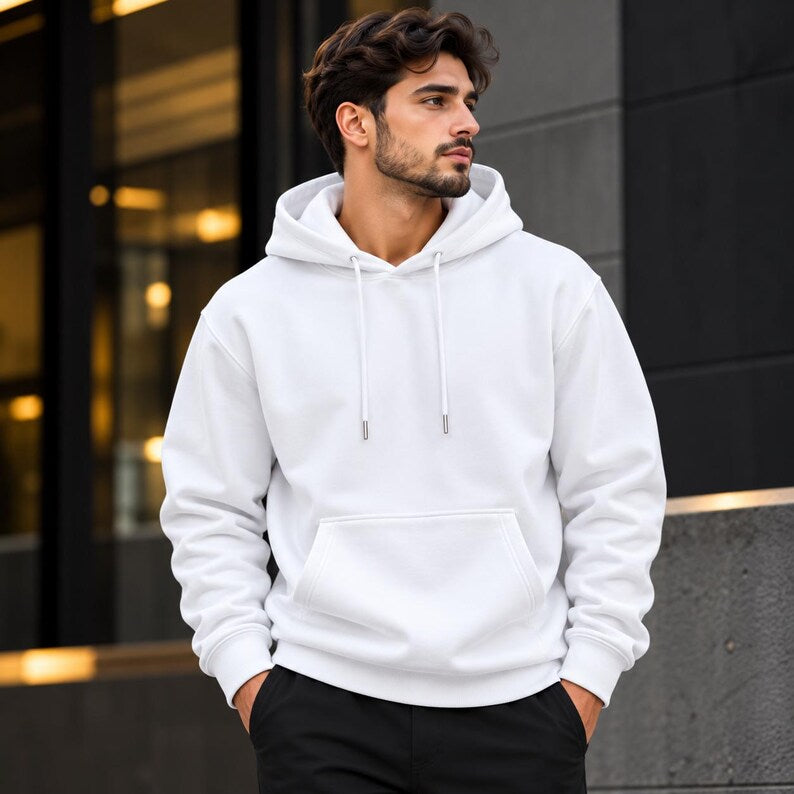 Heavyweight Fleece Hoodie in white