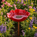 Poppy Bird Bath Stake in poppy red