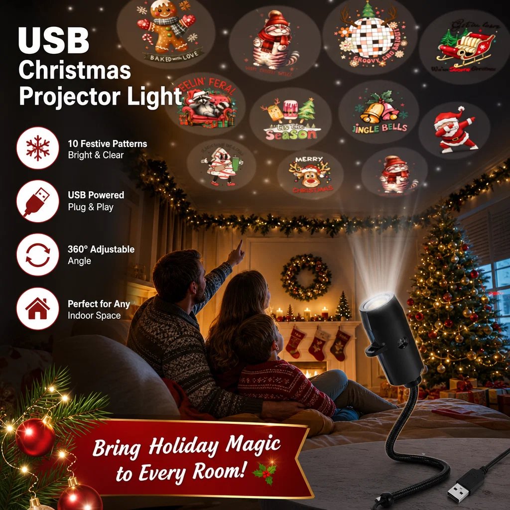 Mini USB Christmas Projector Light, view 4