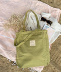 Canvas Tote Bag with Pockets in green