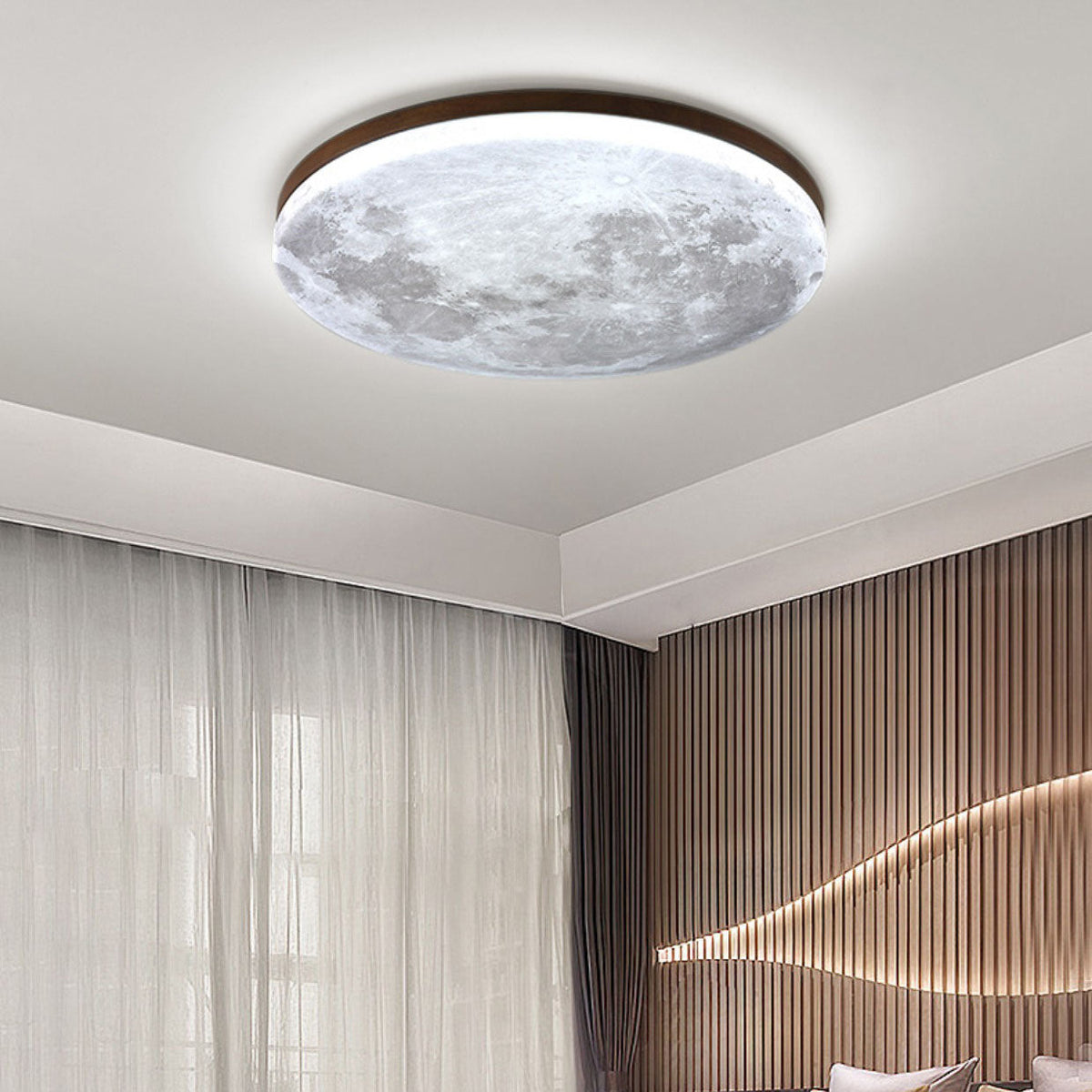 Moon Ceiling Light in walnut