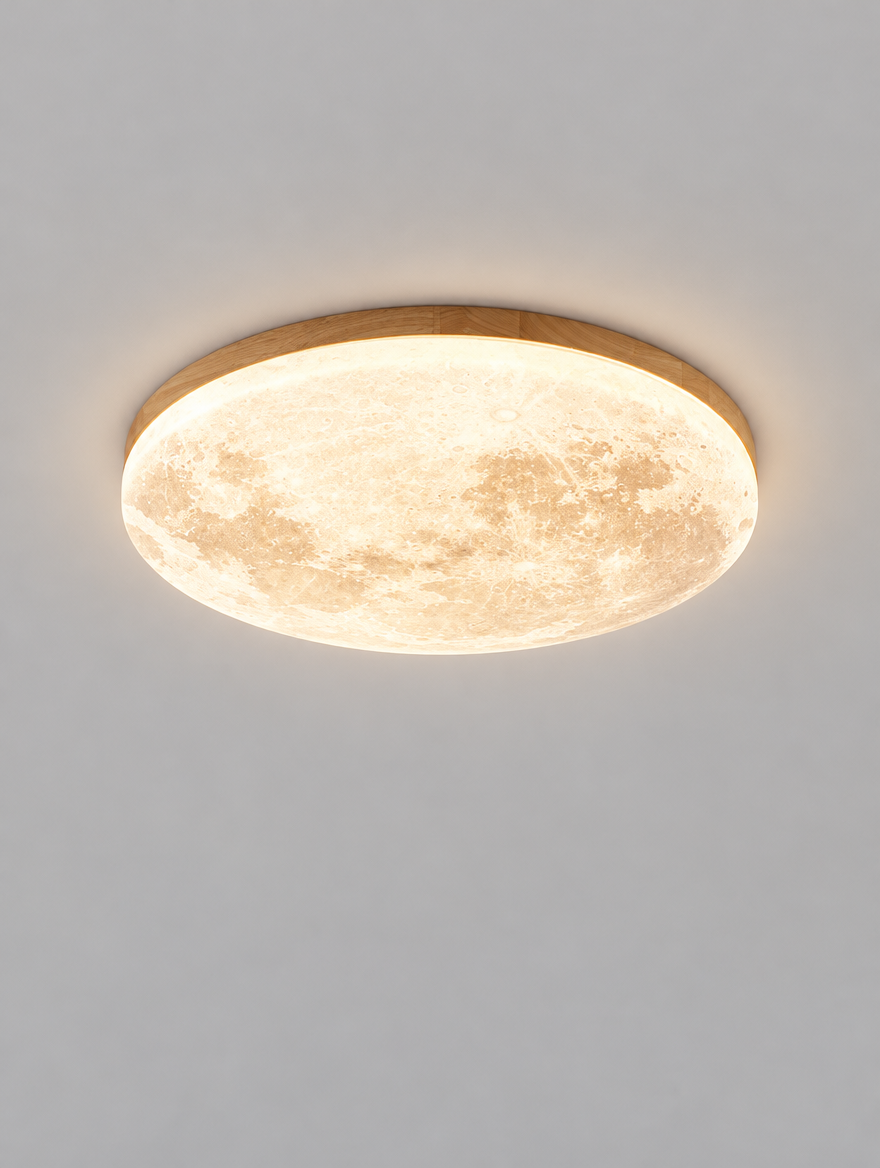 Moon Ceiling Light, product photo on a light grey background