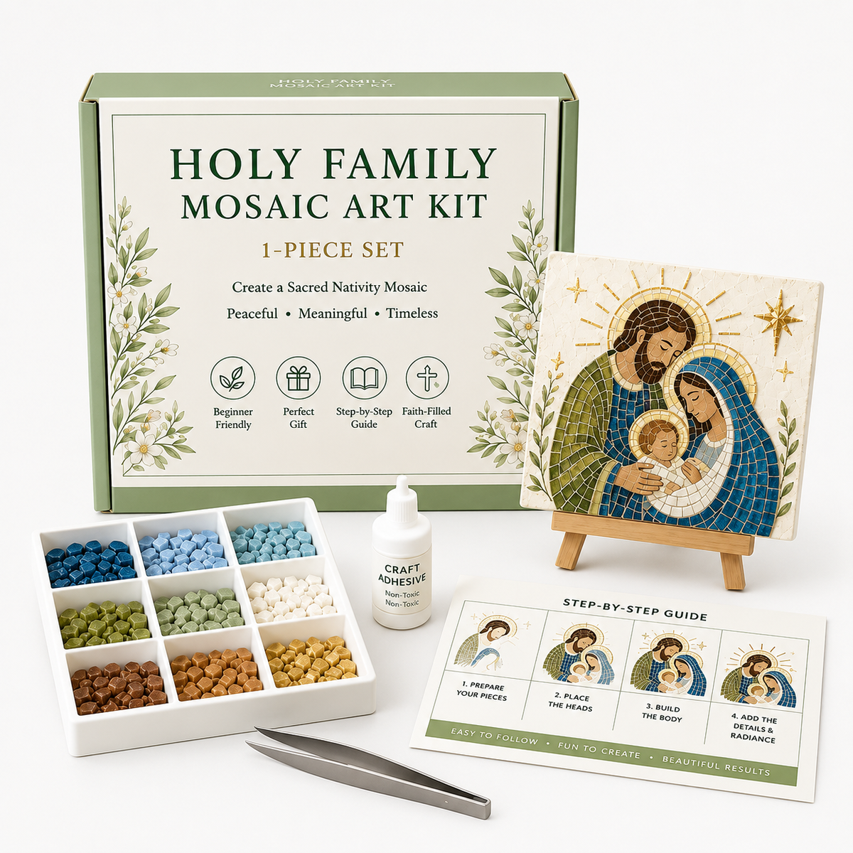 Nativity Easel Mosaic Craft Kit, Holy Family
