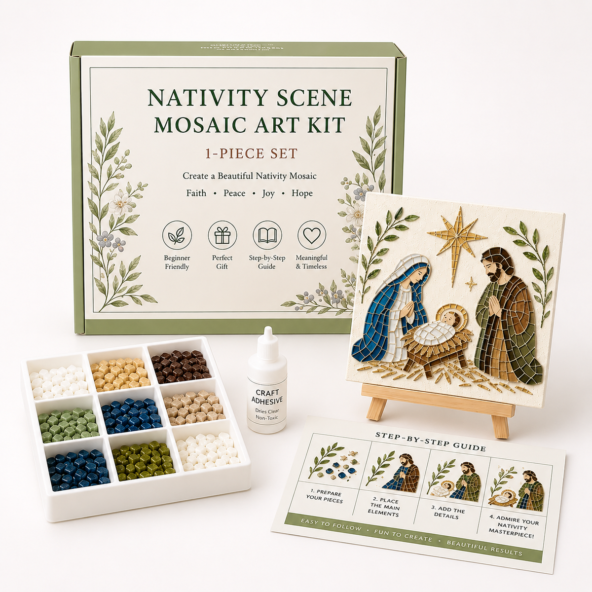 Nativity Easel Mosaic Craft Kit, Nativity Scene