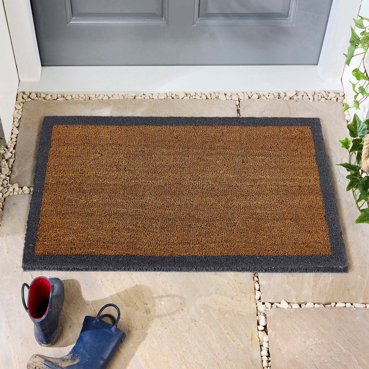 Natural Coir Doormat with Border, view 1